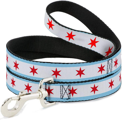 Buckle-Down Dog Leash - Chicago Flag 6 Feet Long 0.5 Inch Wide