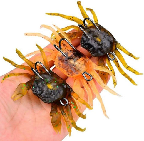 Viodmss 6pcs 3D Cranka Crab Lure Crab Bait Simulated Crab Soft Lure with Double Hooks for Fishing Accessories Tools