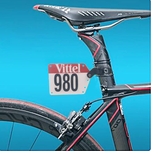 Thinvik Cycling Number Mount - Quick Release Bike Race Number Plate Holder with Rubber Bands