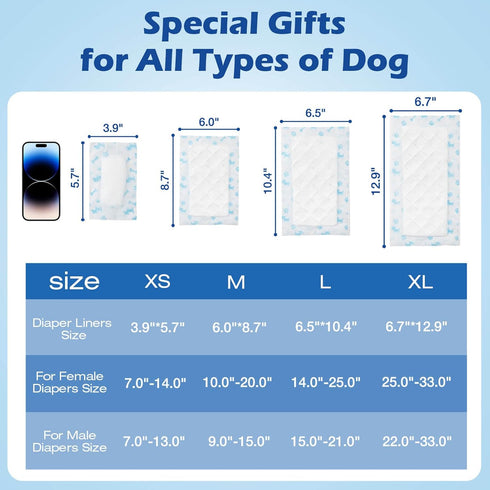 (S/M-160Count) Disposable Dog Diaper Liners Booster Pads for Male and Female Dogs, Doggie Diaper Inserts fit Most Types