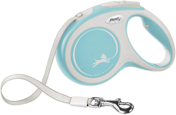 FLEXI New Comfort Retractable Dog Leash (Tape), 16 Ft, Small, Blue/Pastel, for Dogs Up to 33 Lbs
