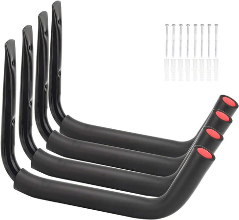 Kayak Steel Storage Rack, 4 Pack Canoe Wall Mount Hooks, 15 Inches Snowboard Hanger, 100 LB Capacity