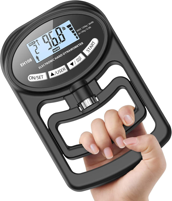 Hand Dynamometer Grip Strength Trainer - Electronic Meter for Grip Strength, 265 Lbs / 120 Kgs
