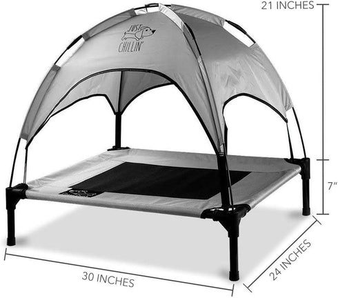 Floppy Dawg Just Chillin' Elevated Dog Bed, Cool Cot with Removable Canopy Shade, Indoor/Outdoor Use, Lightweight