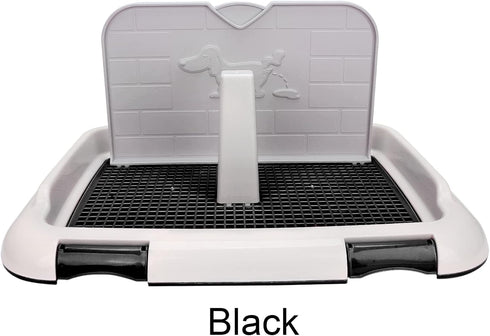 Asixxsix Dog Potty Tray, Black Plastic Puppy Training Toilet with Removable Cat Potty Fence for Small and Medium Dogs