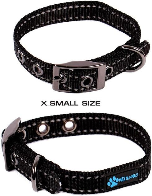 Max and Neo MAX Dog Collar - Reflective Metal Buckle, Pink, X-Small - We Donate a Collar to Dog Rescue for Every Sold