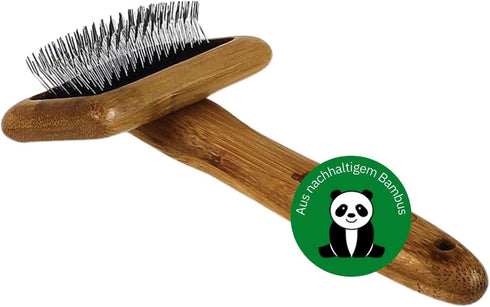 Alcott Bamboo Groom Slicker Brush with Stainless Steel Pins for Small Pets in Black