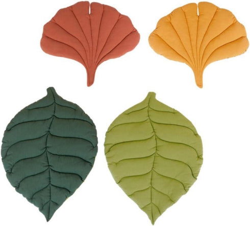 MOJUN Leaf Shaped Pet Mat for Dog Cat - Double Sided Cotton Portable Camping Sleeping Mat (Green Leaf, 19.7"x26.8")
