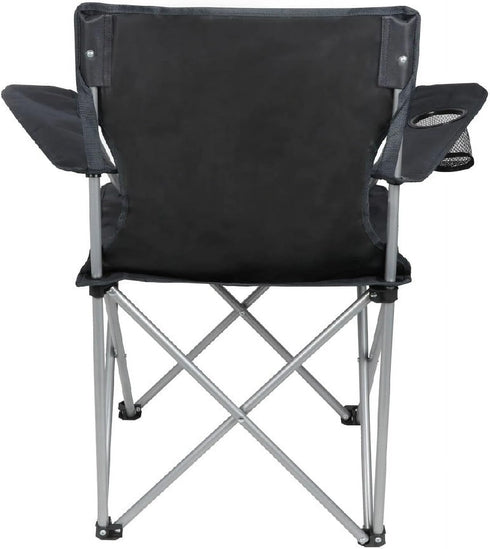 Generic Heavy-Duty Quad Folding Camp Chair with Cup Holder, Portable Outdoor Chair, Black