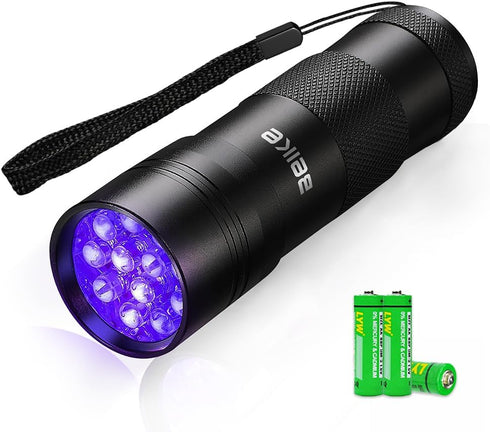 UV Flashlight Black LightSmall Portable Mini 12 LED Blacklight Flashlight for Hidden