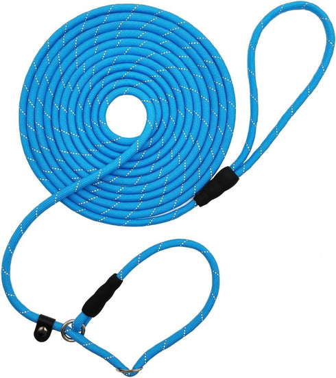 BTINESFUL Anti-Choke Slip Lead Dog Leash - 10FT / 15FT / 20FT Reflective Rope for Small Medium Dogs, Blue