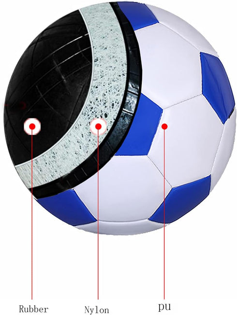 Soccer Ball Size 2,3,4,5, White Blue, Anti-Explosion Classic Design for Kids Toddler Training Practice
