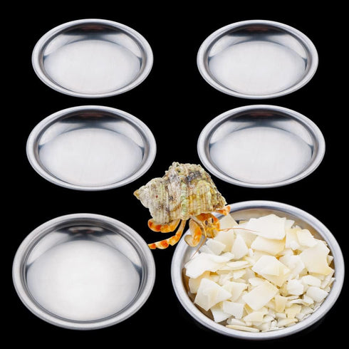 6 Pcs Hermit Crab Food and Water Bowl, Tiny Stainless Steel Feeding Dish for Hermit Crab, Cricket, Snail, Insect