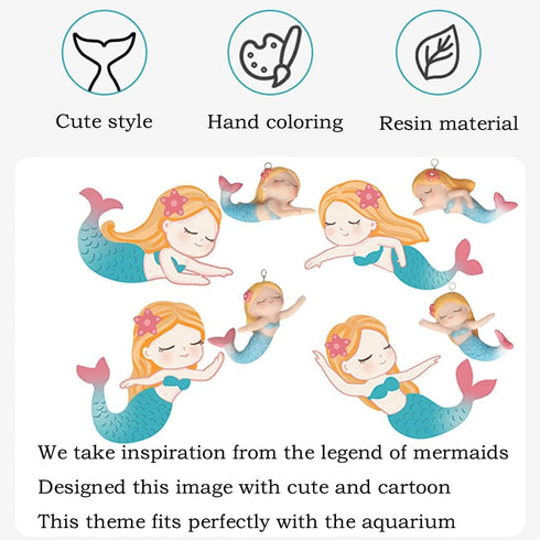 Floating Mermaid Fish Tank Decor, Cartoon Aquarium Decorations for Aquatic Pets, Resin Ornaments