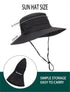 Women's Summer Beach Hat, Wide Brim Outdoor UV Protection Packable Mesh Bucket Hat with Ponytail Hole