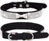 Puppy Collar with Rhinestone Name Plate, Bling Sparkly Diamond Cat Collars for XXS XS Small Medium Dogs, Black M