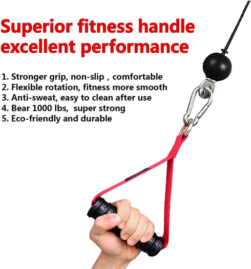 Heavy Duty Gym Exercise Handles Attachment for Cable Machine, Resistance Band, Pulley System Home Fitness Equipment