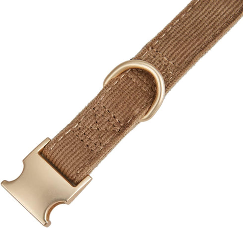 Soft Dog Collar with Metal Buckle, Adjustable Durable Comfort Cotton Corduroy for Large Medium Small Dogs, Velvet,