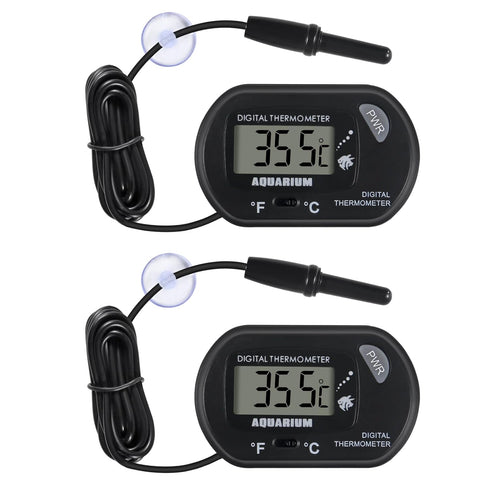 2-Pack Digital Aquarium Thermometer with Large LCD Display, Water Thermometer for Fish Tank and Reptile