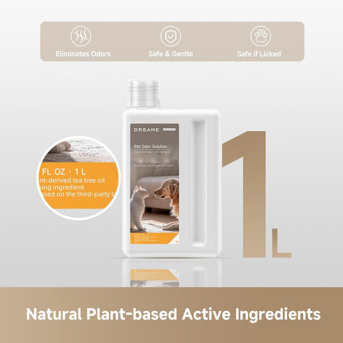 33.8 OZ(1L) DREAME Robot Vacuum Cleaning Soluition, Pet Odor Solution, Safe and Gentle Natural Plant-Based Ingredients