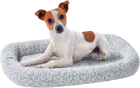 Friends Forever Bolster Dog Crate Mat - 30 Inch Washable Dog Crate Pad in Nova Grey