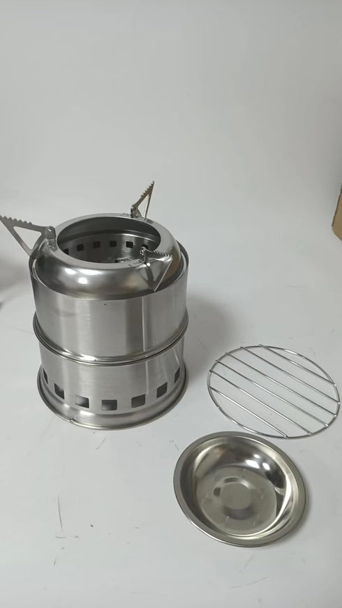 Ohuhu Camping Stove, Mini Portable Wood Burning Stove, Stainless Steel for Picnic BBQ Camping Hiking Cooking