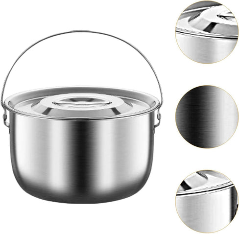 5.0L Cooking Pot Stainless Steel Camping Pot,Multipurpose Stockpot,Cookware Portable for Restaurant Cooking Home