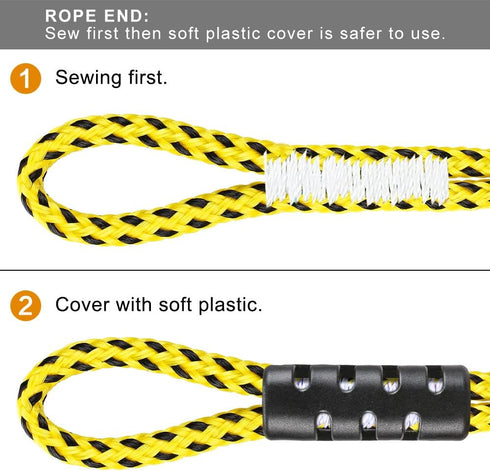 SELEWARE Water Ski Rope, Soft Rubber Handle with 2 Floats, 2 Section Boat Tow Rope, 4000 lbs Capacity