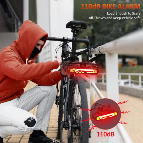 ONVIAN Smart Bike Tail Light with Turn Signals - Rechargeable Auto-Sensing Light for Rear Bike Rack, Waterproof