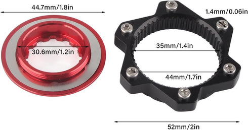 VGEBY Disc Brake Center Lock Adapter Set, Aluminum Center-Lock Hubs with 6 Bolts Disc Rotor Adapter (Red+Black)