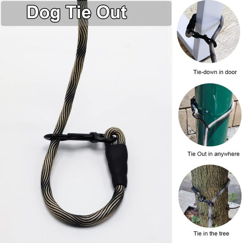 BTINESFUL Dog Tie Out Check Cord, Long Tether Rope Leash for Large Medium Small Dogs, 8ft 12ft 20ft 30ft 50ft 75ft