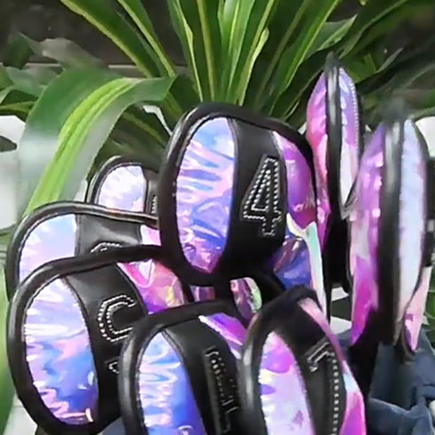 10pcs BESPORTBLE Golf Club Covers TPU Iridescent Driver and Iron Putter Covers with Black Trim Golf Accessories