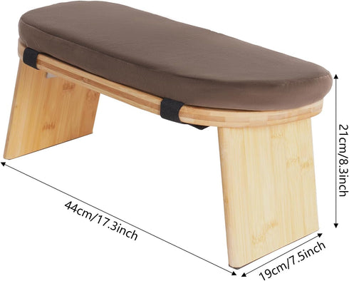 Folding Bamboo Meditation Stool, Meditation Bench with Velvet Cushion & Carry Bag, Travel Meditations Seat, Comfortable