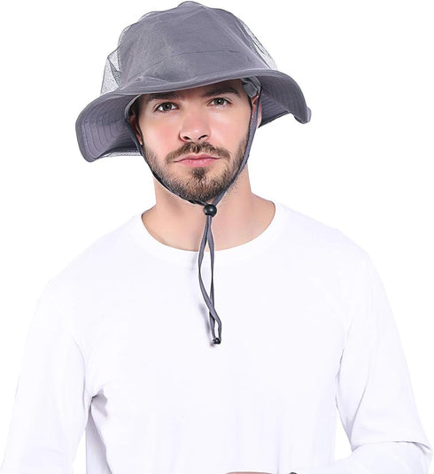 Head Net Hat - Fishing Safari Bucket Hat with Mesh for Men/Women
