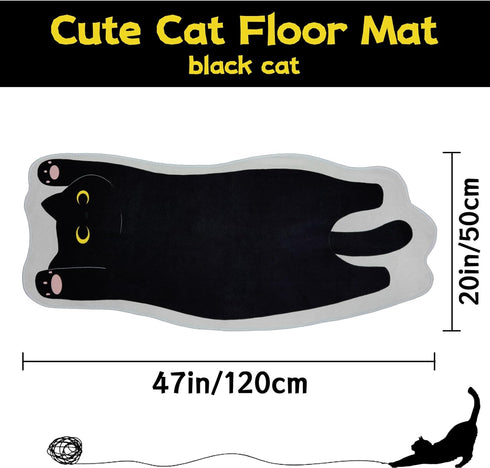Cat Mat - Cute Non-Slip Long Doormat, Stretched Floor Rug for Bedroom, Living Room, Kitchen (20''x47'', Stretching Cats)