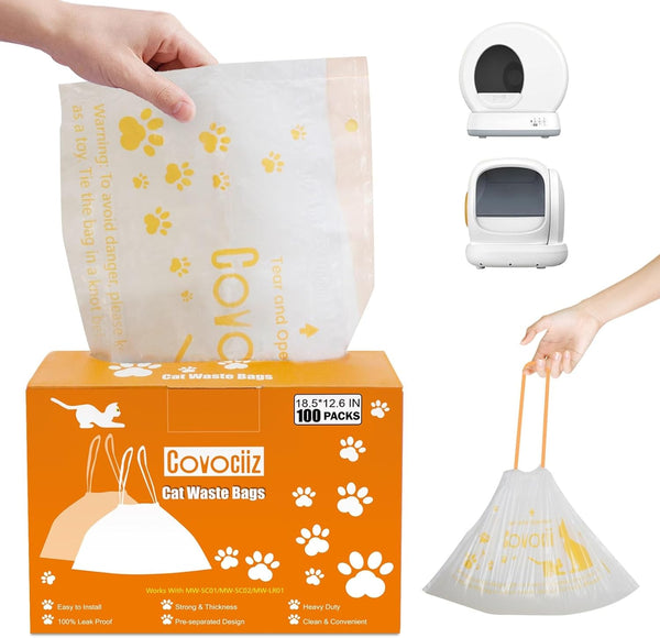 Covociiz 100 Pack Cat Litter Box Liners, Compatible with MeoWant SC01/C02/LR01 Litter Bags,