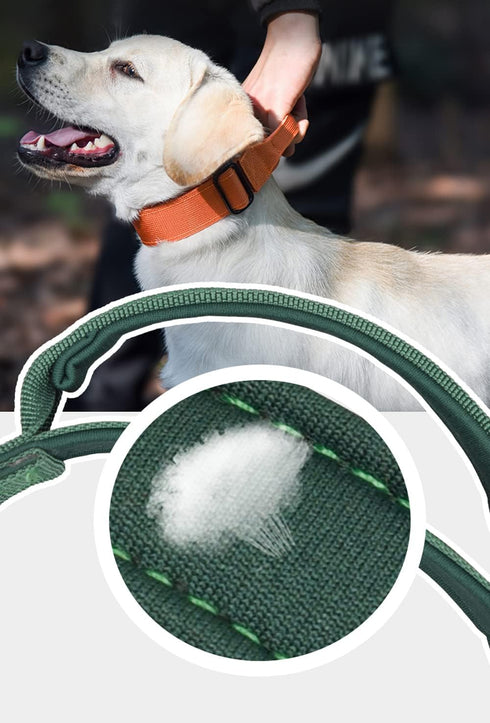Tactical Dog Collar, Heavy Duty with Handle, Metal Buckle Dog Training Collar for Large Dogs (L, Orange)