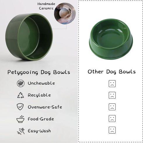 Petygooing Rust Green Elevated Ceramic Dog Bowl for Small Breeds, Anti-Slip Rubber Stand, 13.5 OZ (5.1 In / 1.7 Cups)