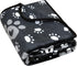 Soft Fleece Dog Blanket for Small Medium Dogs, Cute Paw Print Fluffy Flannel Pet Blanket Mat Cover for Bed Couch, Black