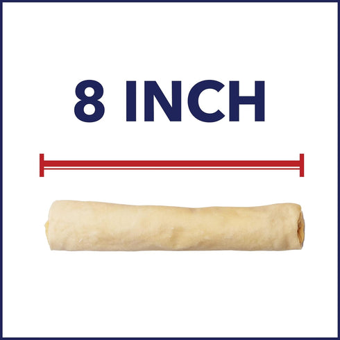 Pet Factory 100% Made in USA Beefhide 8" Rolls Dog Chew Treats - Natural Flavor, 15 Count/1 Pack