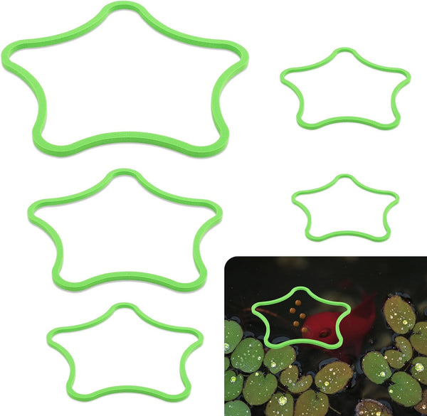 5pcs Star-Shaped Aquarium Floating Plant Rings, Foam Fish Feeding Rings for Fish Tank Duckweed Isolation (Green)