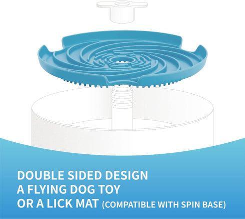 PetDreamHouse Spin Disc Dual Texture Dog Lick Mat, Slow Feeder & Frisbee Dog Toy, Use Standalone or with Spin Bowl