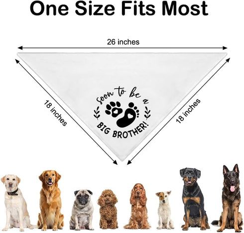 WHTYEFZ Soon to Be A Big Brother White Dog Bandana, Pregnancy Announcement for Couple, Funny Puppy Scarf Accessory