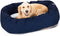 Majestic Pet 40 Inch Cozy Round Dog Bed, Washable Sherpa Calming Bed with Spine Support, Fluffy Donut, Navy Blue
