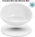 CatGuru Cat Food Bowl - Ceramic No Spill Bowls with Silicone Non-Slip Mat (High-Low, White)