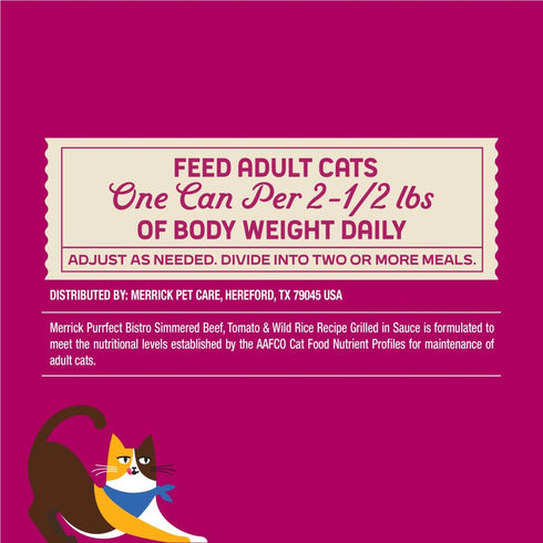 Simmered (Pack 24) 3 oz. Merrick Purrfect Bistro Beef, Tomato and Wild Rice Recipe Grilled Natural Wet Cat Food