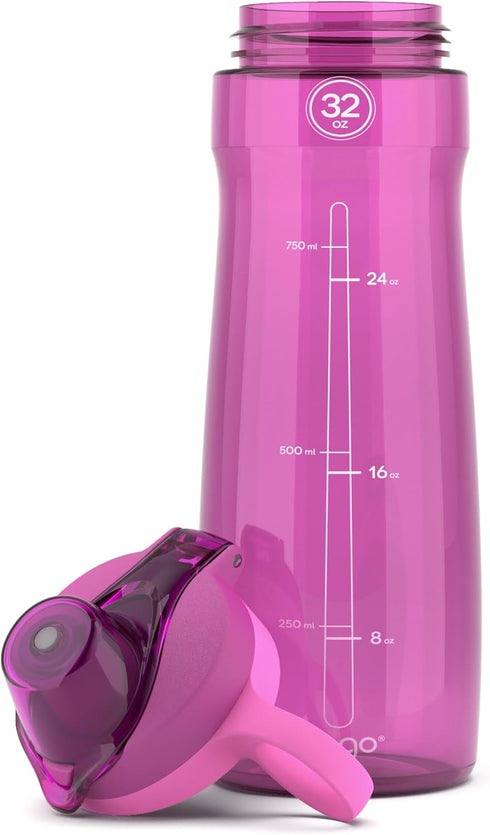Pogo Plastic Water Bottle with Chug Lid and Carry Handle - Reusable, BPA Free, 18oz, 32oz, 40oz, 64oz