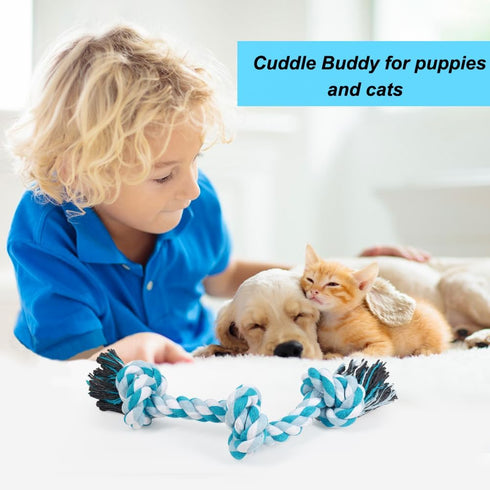 Dog Rope Toys, 3 Knots Chew Rope Toy for Medium and Small Dogs, Natural Cotton Pull Rope for Tug of War
