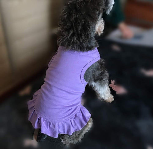 Pet Clothes Small Dog Blank Color Sport Dress T-Shirts Tanks for Female Dogs, 100% Cotton (XS, Violet)