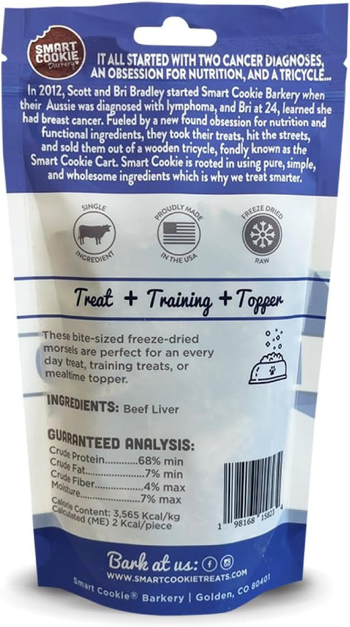 Freeze Dried Beef Liver Bites - Single Ingredient Beef Liver Dog Treats - Low Calorie Training Treats for Dogs - 2oz Bag, 1 Pack